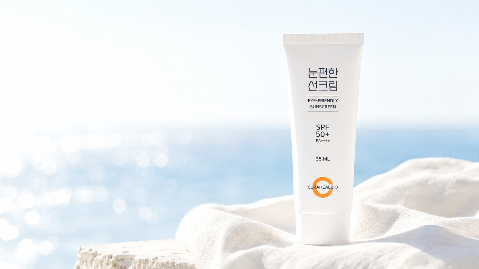 바닷가에 놓인 눈편한선크림 / Eye-Friendly Sunscreen by the sea